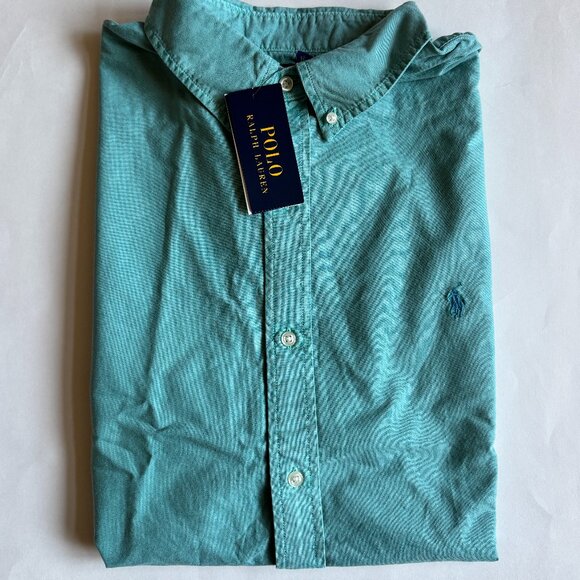 Polo Ralph Lauren Classic Fit Short Sleeve Oxford Button Down Shirt Seafoam - Picture 1 of 2